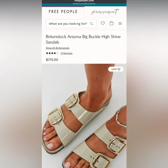 BIRKENSTOCK ARIZONA BIG BUCKLE HIGH SHINE NEW BEIGE SIZE 9 WOMENS - Picture 13 of 13